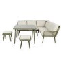 7 Seater Green Rope Effect Garden Corner Sofa & Dining Table Set