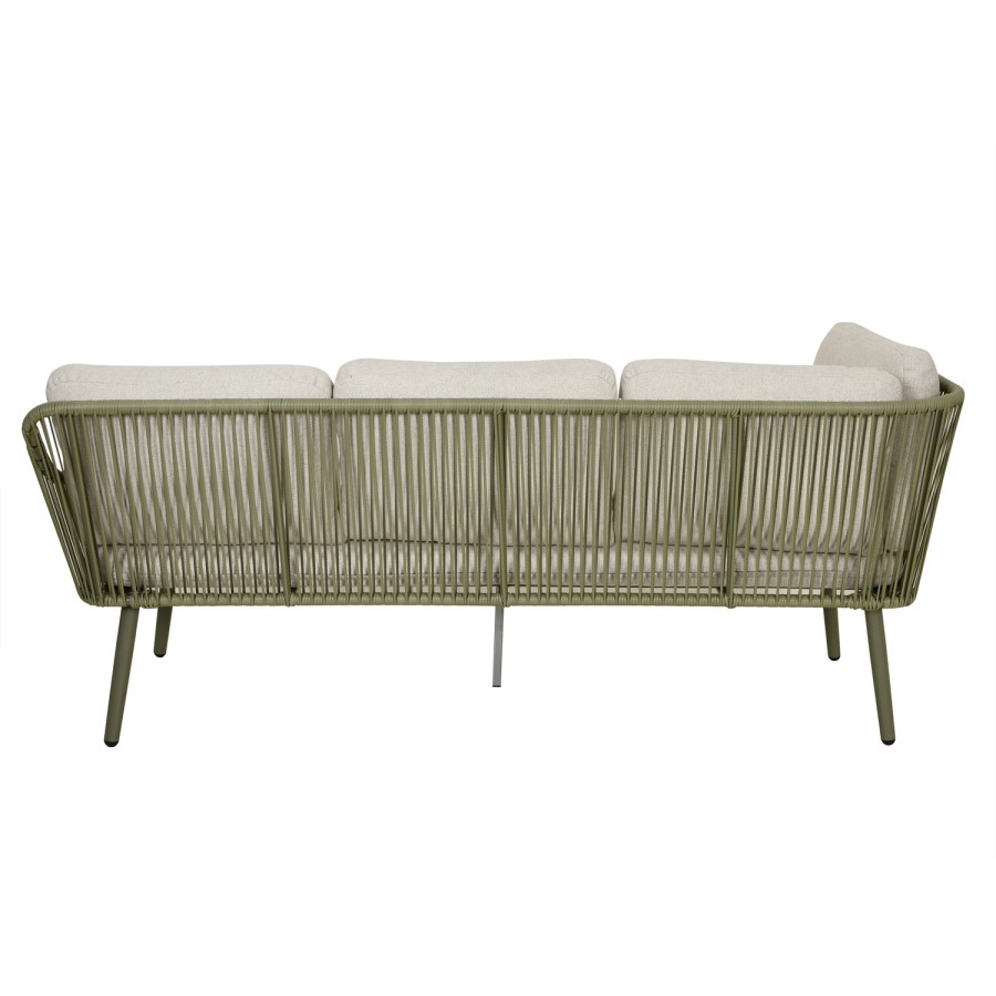 7 Seater Green Rope Effect Garden Corner Sofa & Dining Table Set
