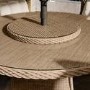 6 Seater Beige Rattan Round Garden Dining Set with Lazy Susan, Built-in Ice Bucket and Matching Parasol