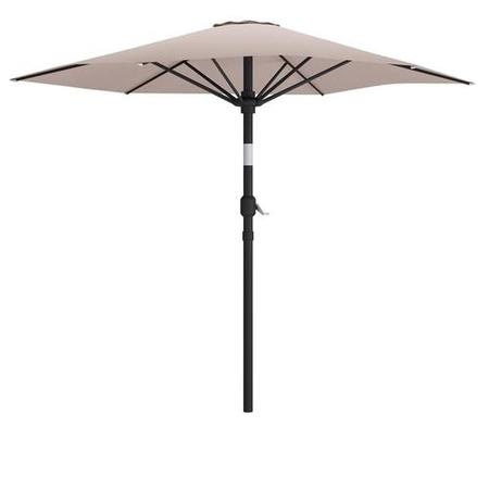 6 Seater Beige Rattan Round Garden Dining Set with Lazy Susan, Built-in Ice Bucket and Matching Parasol