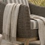 5 Seater Brown Rattan Garden Sofa Set with Striped Cushions & Coffee Table