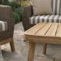 5 Seater Brown Rattan Garden Sofa Set with Striped Cushions & Coffee Table