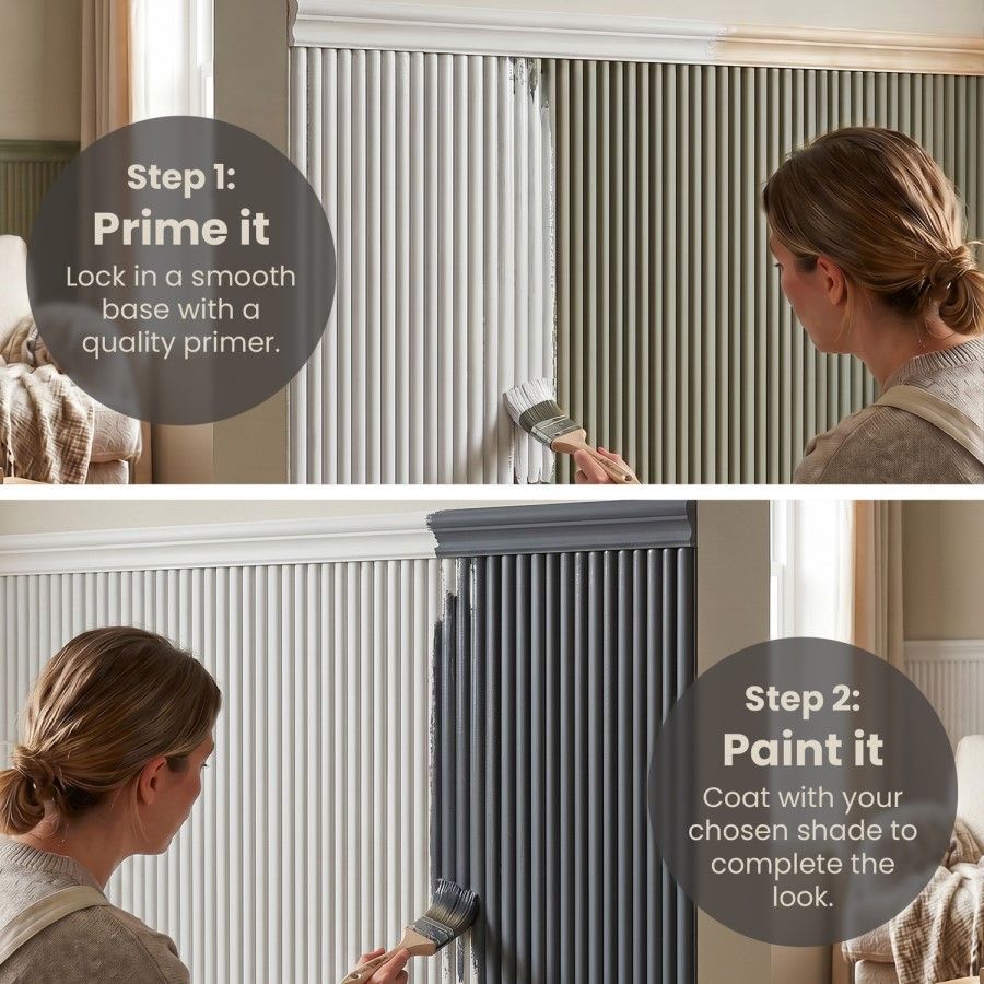 Paintable Fluted Wall Panel - 120cm x 60cm - Delamere