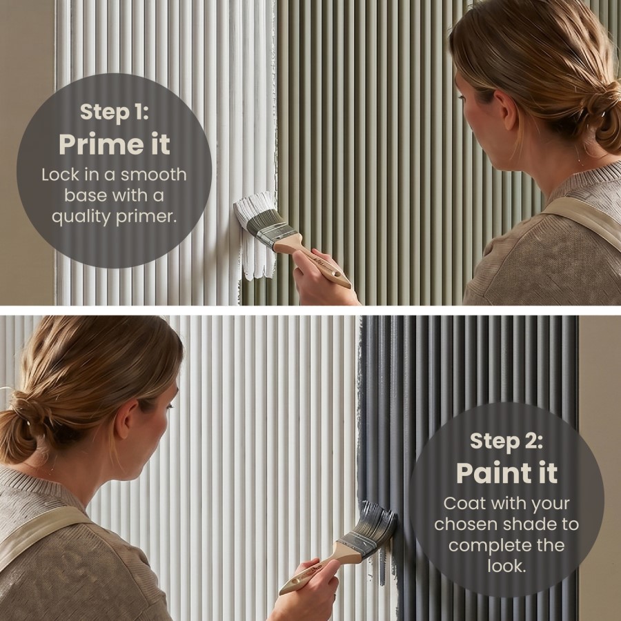 Paintable Fluted Wall Panel - 240cm x 60cm - Delamere
