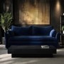 3 Seater Pull-Out Sofa Bed with Storage in Navy Blue Velvet - Gaia