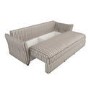 3 Seater Pull-Out Sofa Bed with Storage in Beige Striped Chenille - Gaia