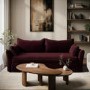 3 Seater Pull-Out Sofa Bed with Storage in Burgundy Velvet - Gaia