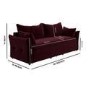 3 Seater Pull-Out Sofa Bed with Storage in Burgundy Velvet - Gaia