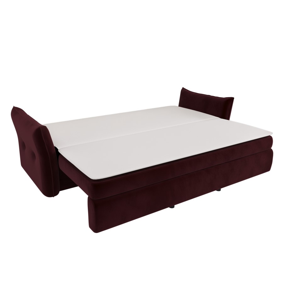 3 Seater Pull-Out Sofa Bed with Storage in Burgundy Velvet - Gaia