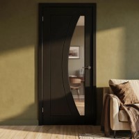 Internal Black Glazed Door with Reeded Glass - Pre-Finished - 1981 x 762 x 35mm - Salerno - XL Joinery