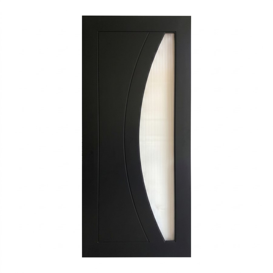 Internal Black Glazed Door with Reeded Glass - Pre-Finished - 1981 x 762 x 35mm - Salerno - XL Joinery