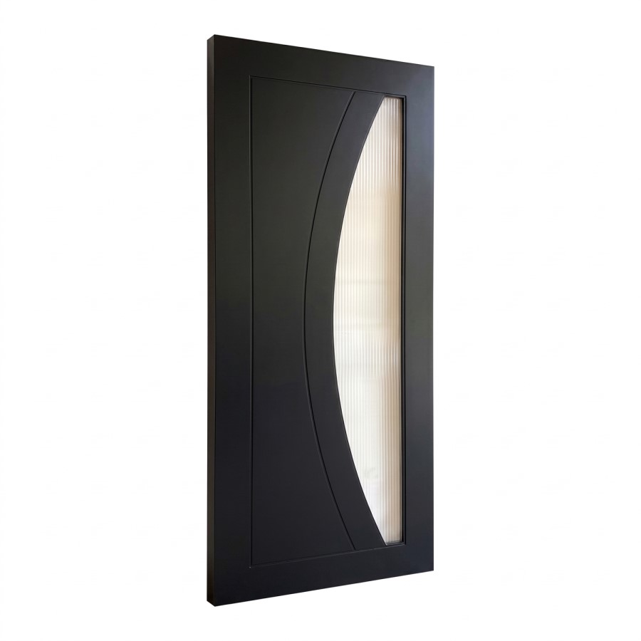 Internal Black Glazed Door with Reeded Glass - Pre-Finished - 1981 x 762 x 35mm - Salerno - XL Joinery