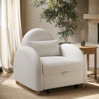 Pull-Out Single Chair Bed in Beige Boucle - Gene