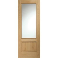 Internal Oak Half-Glazed Door with Clear Bevelled Glass - Unfinished - 1981 x 838 x 35mm - Andria - XL Joinery