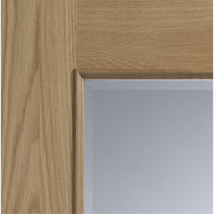 Internal Oak Half-Glazed Door with Clear Bevelled Glass - Unfinished - 1981 x 838 x 35mm - Andria - XL Joinery