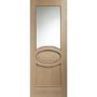 GRADE A1 - Internal Oak Half-Glazed Door with Clear Bevelled Glass - Unfinished - 1981 x 762 x 35mm - Calabria - XL Joinery