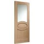 GRADE A1 - Internal Oak Half-Glazed Door with Clear Bevelled Glass - Unfinished - 1981 x 762 x 35mm - Calabria - XL Joinery