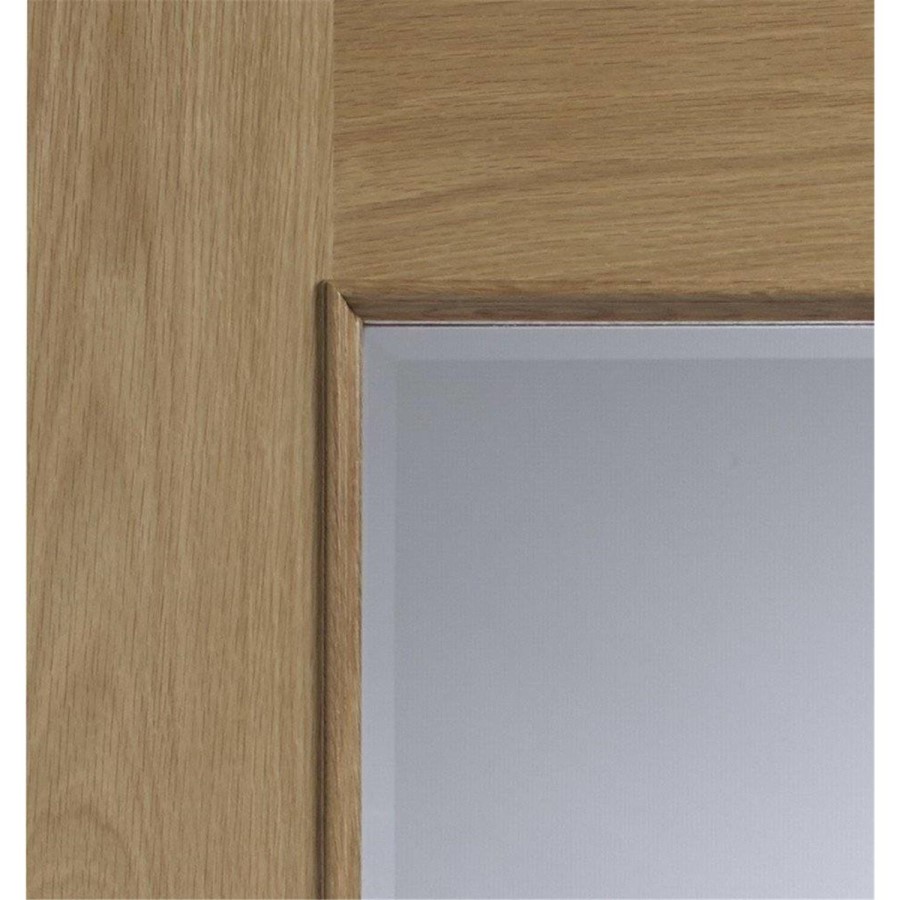 GRADE A1 - Internal Oak Half-Glazed Door with Clear Bevelled Glass - Unfinished - 1981 x 762 x 35mm - Calabria - XL Joinery