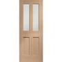 Internal Oak Glazed Victorian 4-Panel Door with Clear Bevelled Glass - Unfinished - 2040 x 826 x 40mm - Victoria - XL Joinery