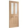 Internal Oak Glazed Victorian 4-Panel Door with Clear Bevelled Glass - Unfinished - 2040 x 826 x 40mm - Victoria - XL Joinery