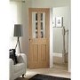 Internal Oak Glazed Victorian 4-Panel Door with Clear Bevelled Glass - Unfinished - 2040 x 826 x 40mm - Victoria - XL Joinery