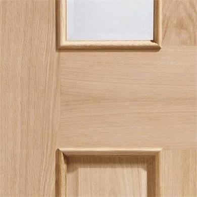 Internal Oak Glazed Victorian 4-Panel Door with Clear Bevelled Glass and Raised Mouldings - Unfinished - 2040 x 926 x 40mm - Victoria - XL Joinery