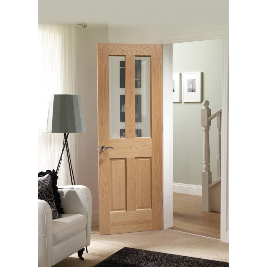 Internal Oak Malton Shaker Door with Clear Glass - Pre-Finished - 1981 x 762 x 35mm - Victoria - XL Joinery