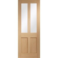 Internal Oak Glazed Victorian 4-Panel Shaker Door with Clear Glass - Unfinished - 2040 x 726 x 40mm - Victoria - XL Joinery