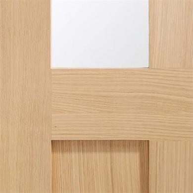 Internal Oak Glazed Victorian 4-Panel Shaker Door with Clear Glass - Unfinished - 2040 x 726 x 40mm - Victoria - XL Joinery