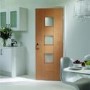 Internal Oak 3-Light Door with Frosted Glass - Unfinished - 2040 x 726 x 40mm - Messina - XL Joinery