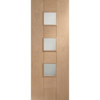Internal Oak 3-Light Door with Frosted Glass - Unfinished - 2040 x 926 x 40mm - Messina - XL Joinery