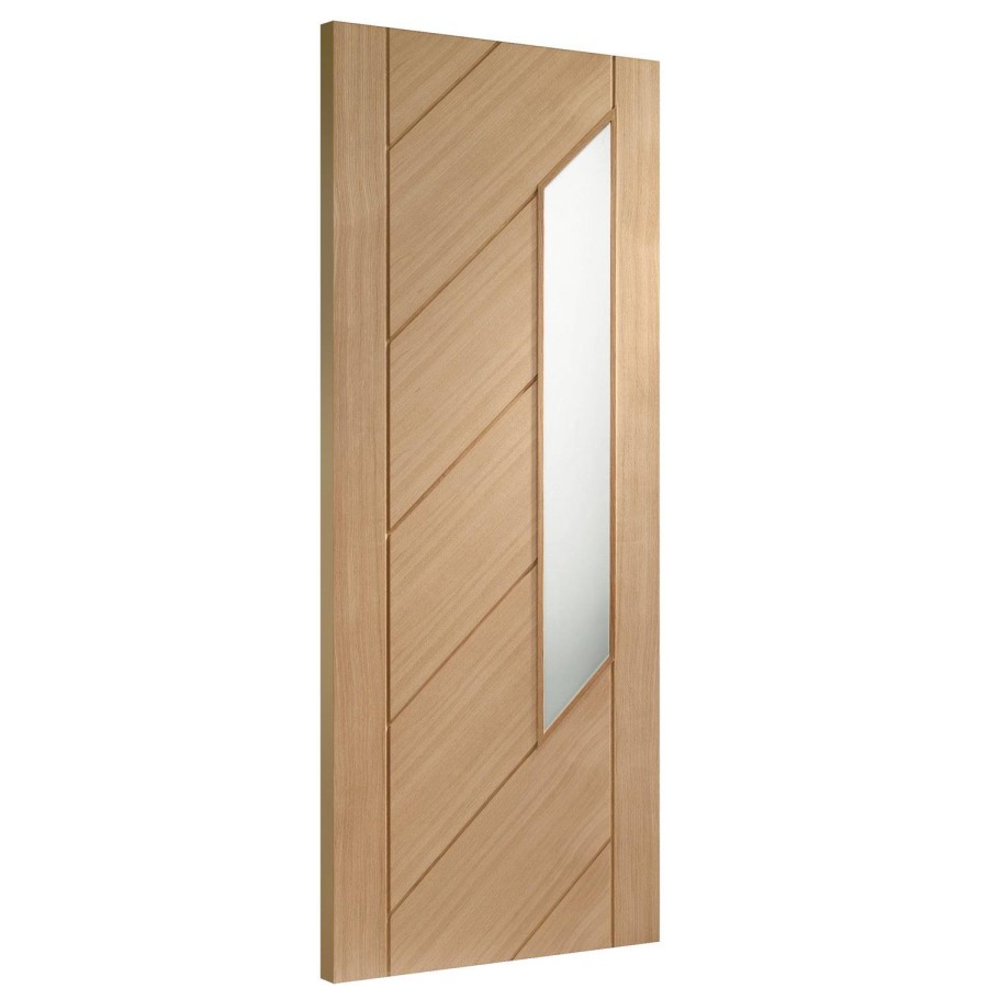 Internal Oak Glazed 1-Light Door with Frosted Glass - Unfinished - 1981 x 686 x 35mm - Monza - XL Joinery