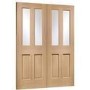 Internal Oak Glazed Victorian 4-Panel Rebated French Doors with Clear Bevelled Glass - Unfinished - 1981 x 1372 x 40mm - Victoria - XL Joinery