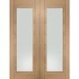 Internal Oak Fully-Glazed Rebated French Doors with Clear Glass - Unfinished - 1981 x 1067 x 40mm - Palermo - XL Joinery