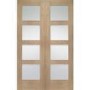 Internal Oak Glazed 4-Panel Shaker Rebated French Doors with Clear Glass - Unfinished - 1981 x 1372 x 40mm - 4 Light - XL Joinery