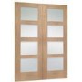 Internal Oak Glazed 4-Panel Shaker Rebated French Doors with Clear Glass - Unfinished - 1981 x 1372 x 40mm - 4 Light - XL Joinery