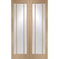 Internal Oak Glazed Rebated French Doors with Clear Glass - Unfinished - 1981 x 1524 x 40mm - Worcester - XL Joinery