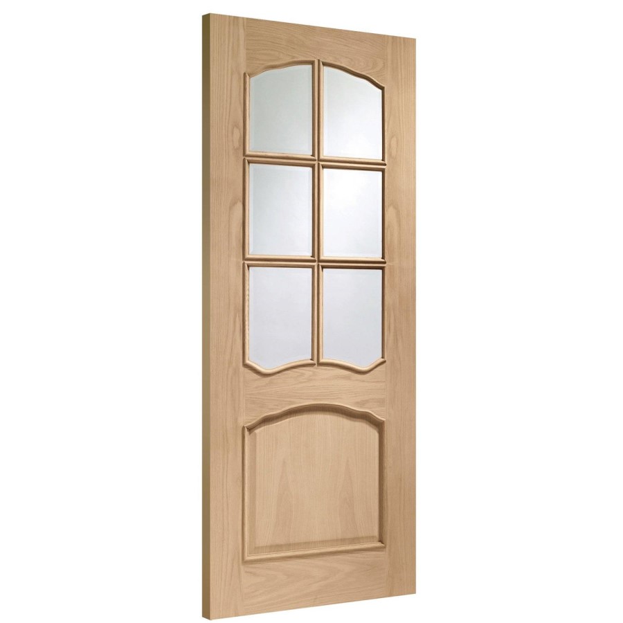 Internal Oak Half-Glazed Door with Clear Bevelled Glass - Unfinished - 2040 x 826 x 40mm - Riviera - XL Joinery