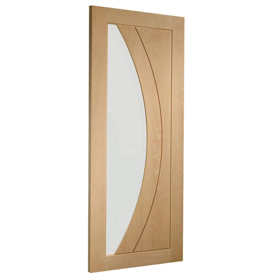 Internal Oak FD30 Fire Door with Clear Glass - Pre-Finished - 1981 x 762 x 44mm - Salerno - XL Joinery