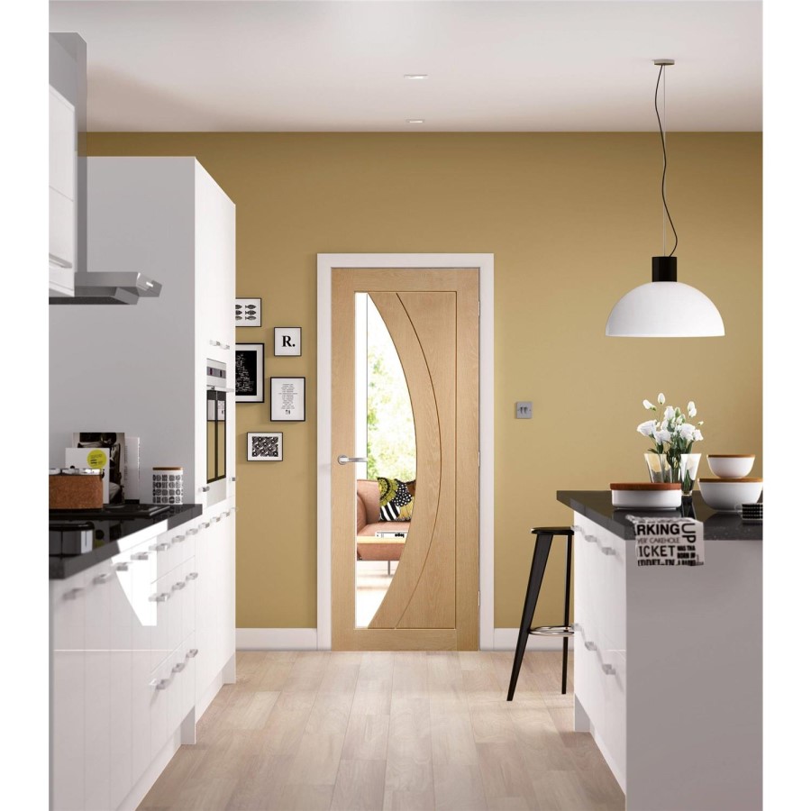 Internal Oak Glazed Door with Clear Glass - Unfinished - 2040 x 626 x 40mm - Salerno - XL Joinery