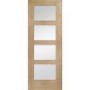 Internal Oak Glazed 4-Panel Shaker Door with Clear Glass - Unfinished - 1981 x 306 x 35mm - 4 Light - XL Joinery