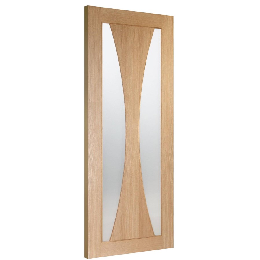 Internal Oak Glazed Door with Frosted Glass - Unfinished - 1981 x 838 x 35mm - Verona - XL Joinery
