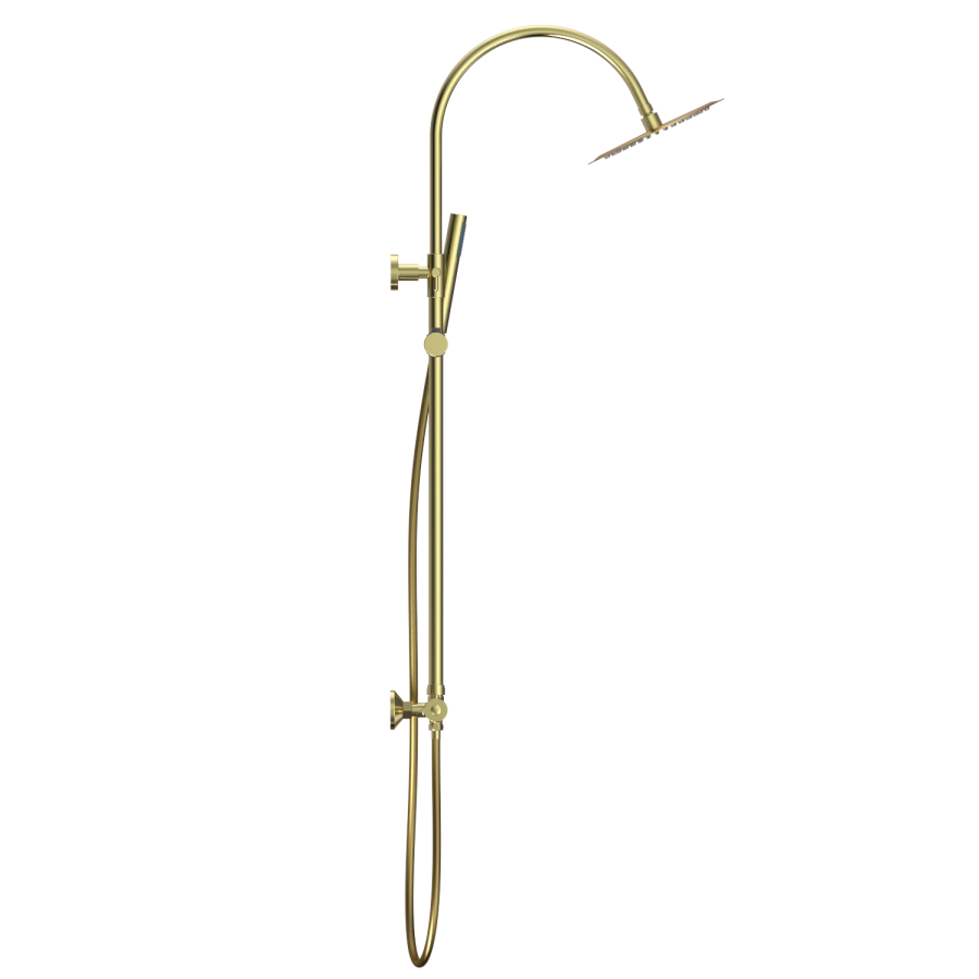 Brass Thermostatic Mixer Shower Set with Rainfall-Style Curved Arm Hand Shower with Slide Rail Kit - Grace