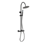 Black Thermostatic Mixer Shower Set with Rainfall-Style Curved Arm Hand Shower with Slide Rail Kit - Grace