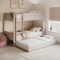 Pink Scalloped Triple Sleeper Bunk Bed with Trundle – Gracie