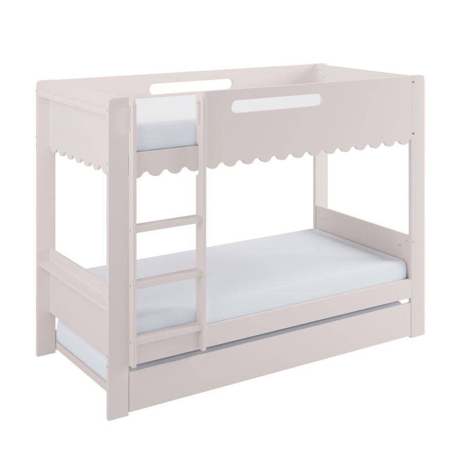 Pink Scalloped Triple Sleeper Bunk Bed with Trundle – Gracie