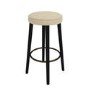 Set of 2 Beige Upholstered Kitchen Counter Stools with Black Legs - Gatsby