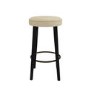 Set of 2 Beige Upholstered Kitchen Counter Stools with Black Legs - Gatsby