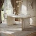 Beige Marble Effect Pillar Extendable Dining Table - Seats 6 - 8 - Geneva
