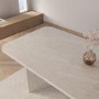 Beige Marble Effect Pillar Extendable Dining Table - Seats 6 - 8 - Geneva